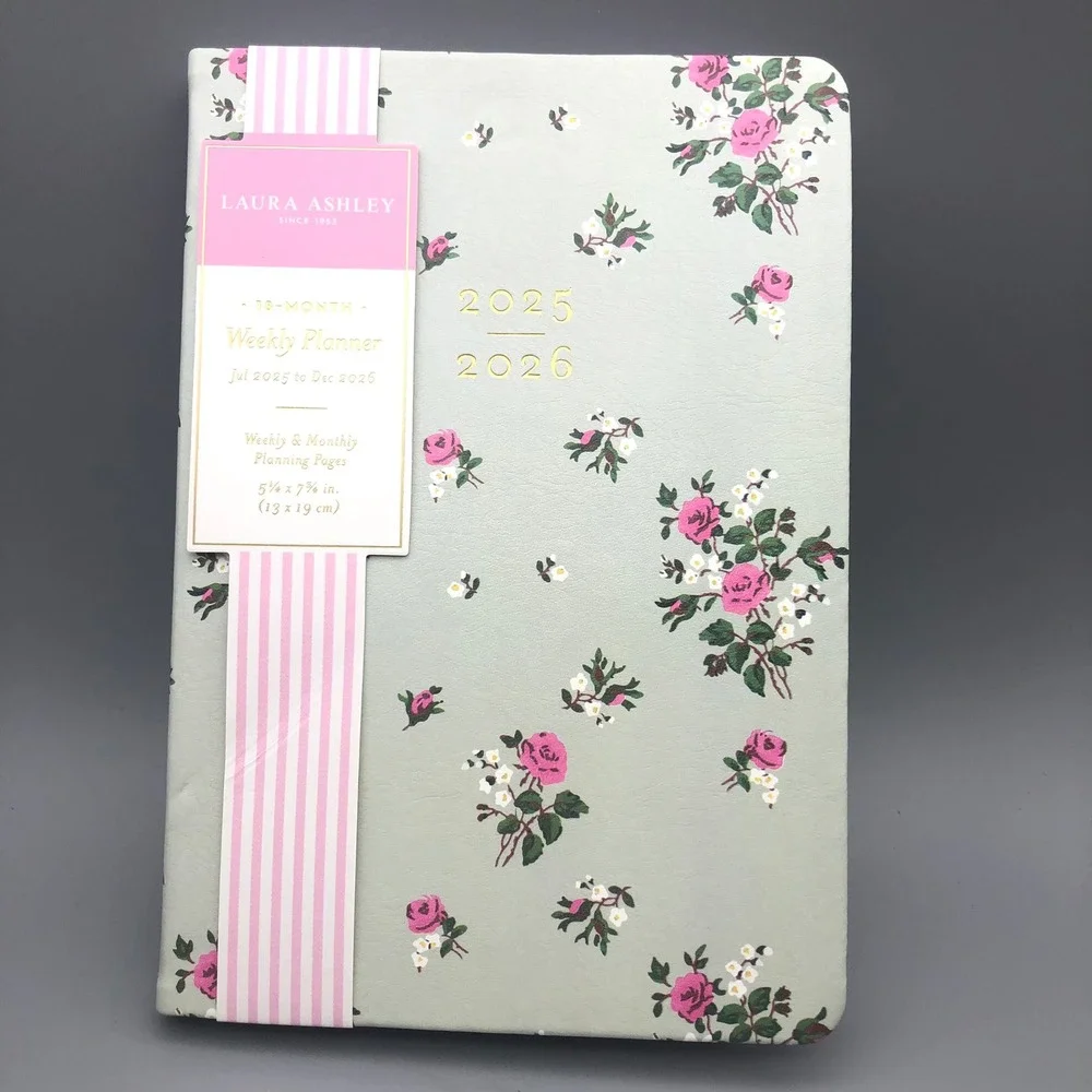 Laura Ashley 2025-2026 18-Month Weekly Monthly Planner Floral Sage Green Cottage